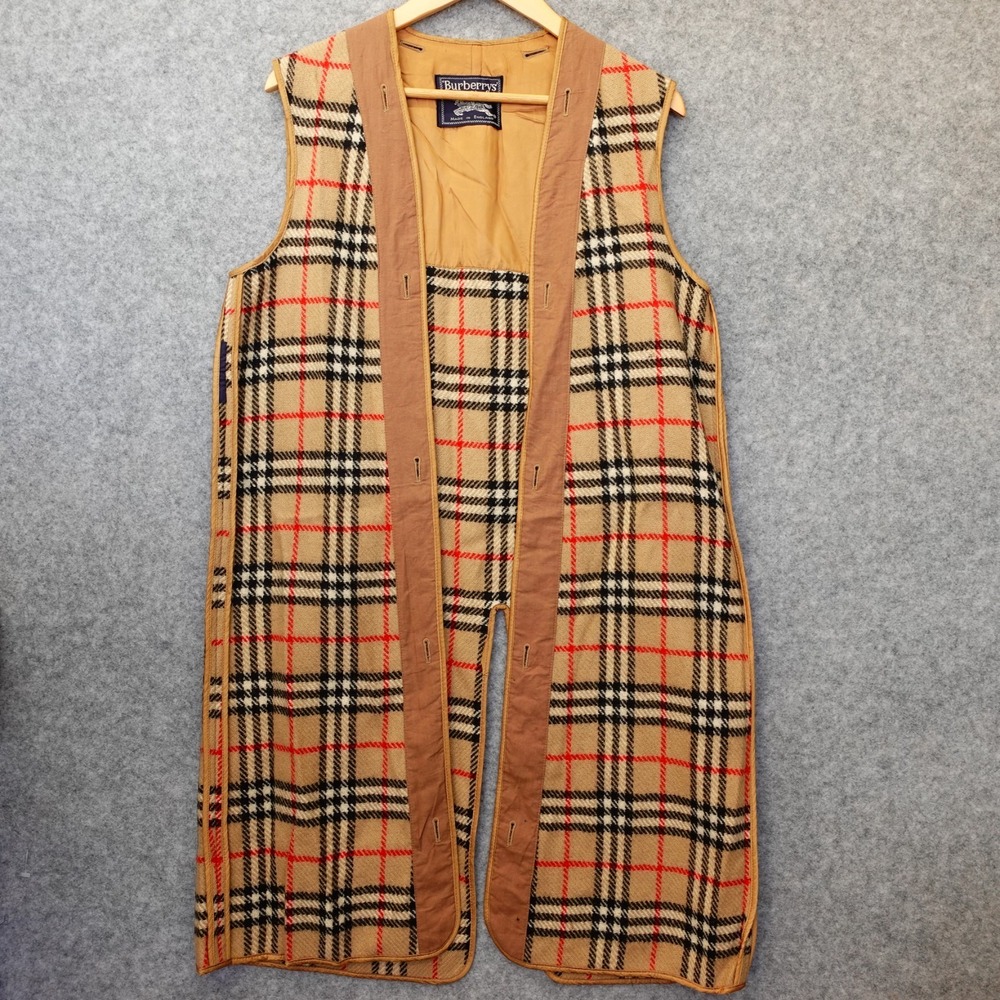 Vintage Burberry Tan Plaid  Sleeveless Trench Vest